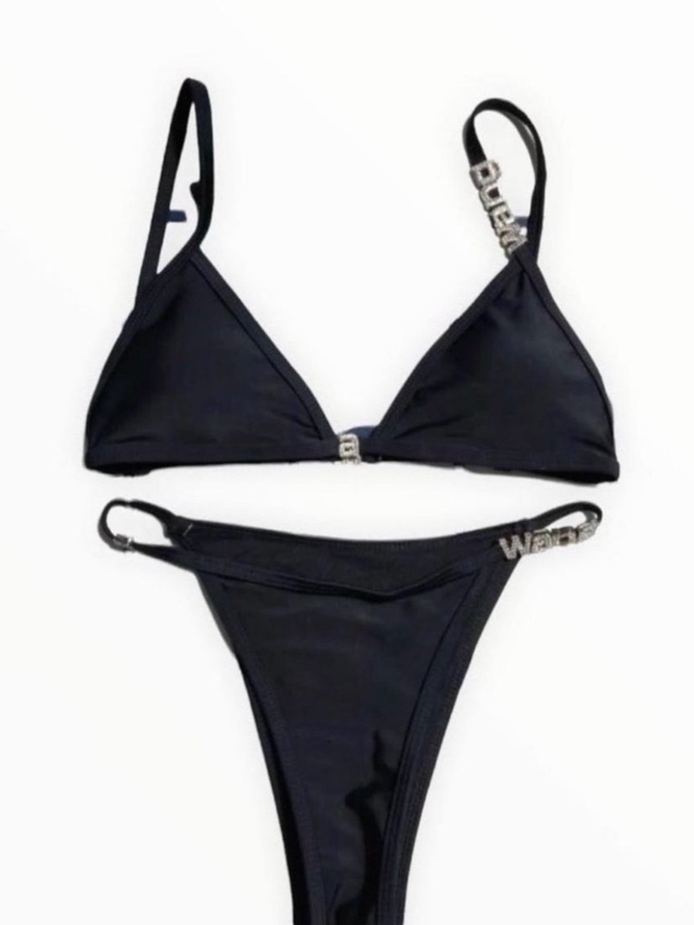 Alexander Wang Black Logo-Hardware Triangle Bikini